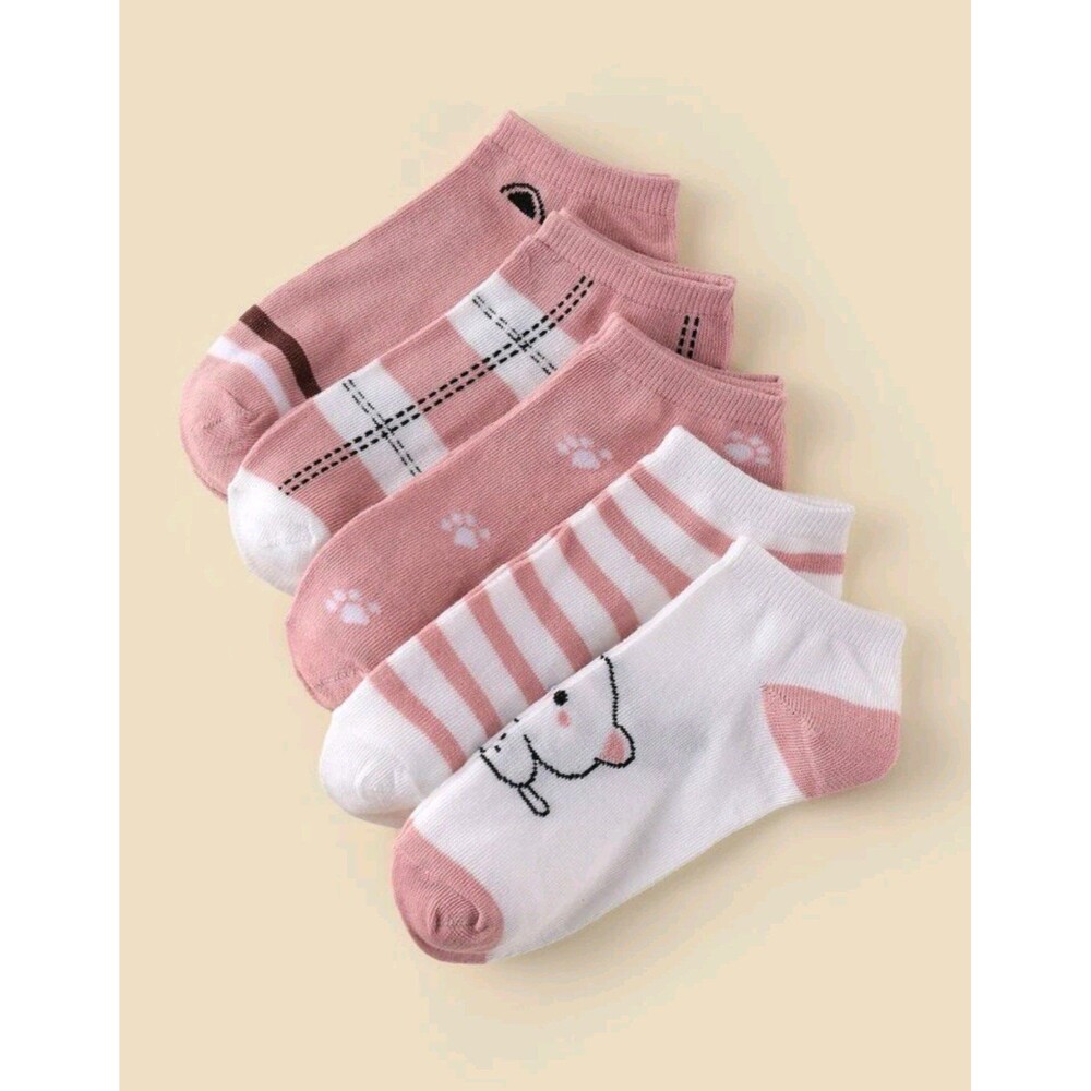 5 Pairs Women's Cute Ankle Socks - Picture 1 of 7